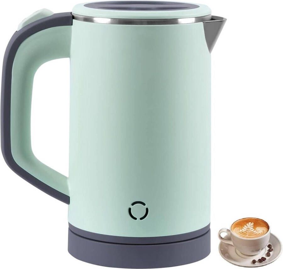 Kleine draagbare reiswaterkoker 800 ml Snel 5 minuten koken Mini-kampeerwaterkoker Stil en compact Theepot van roestvrij staal Groen