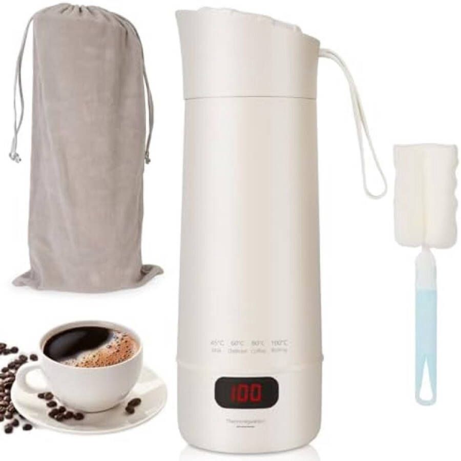 Kleine draagbare waterkoker 400 ml mini elektrische waterbeker 300W snelle waterverwarmer temperatuurinstelling automatische uitschakeling reiswaterkoker voor koffie en thee