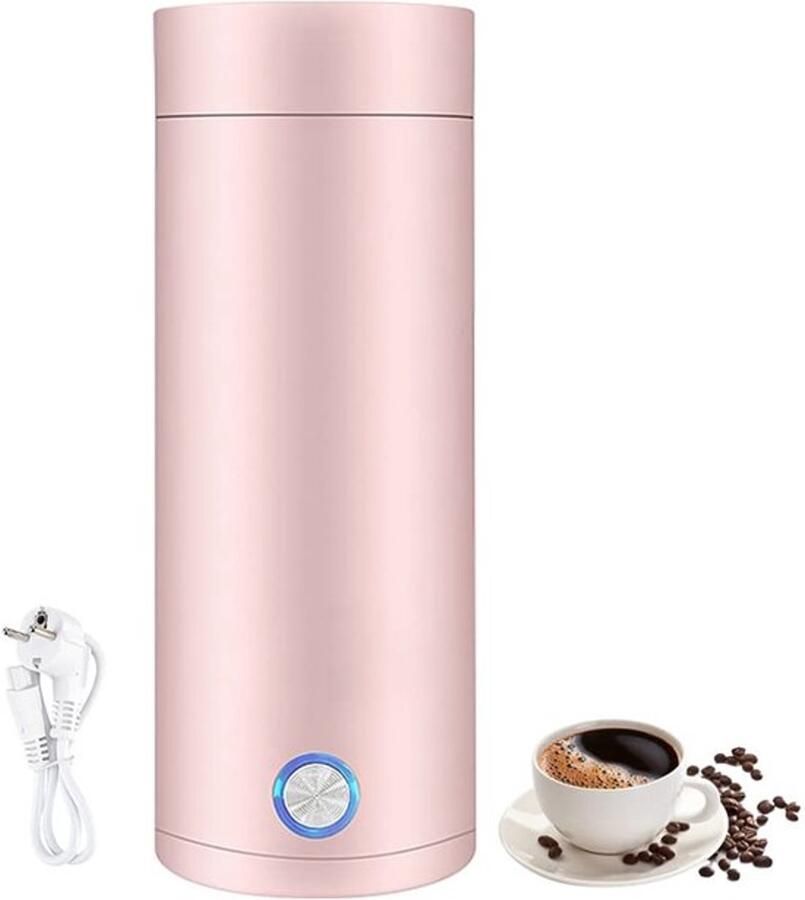 Kleine draagbare waterkoker draagbare elektrische waterkoker mini-waterkoker elektrisch wit met automatische uitschakeling voor koffie en thee (400 ml roze)