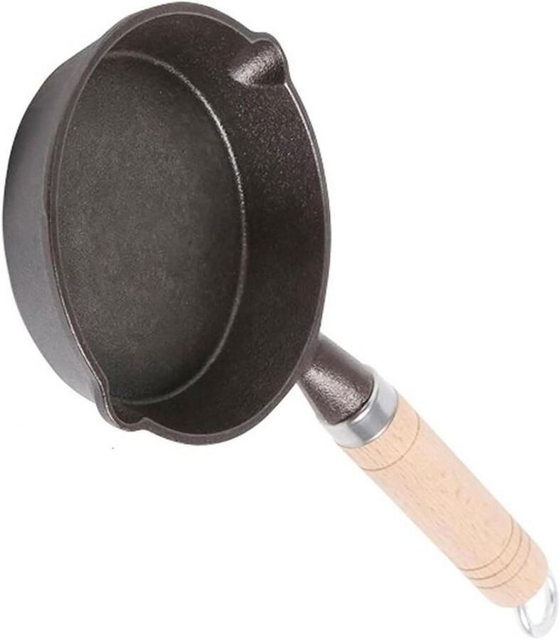 Kleine Eierpan Gietijzeren Koekenpan Ontbijt Bakken Dubbele Druppeltuiten 7 cm Handvat Zwart