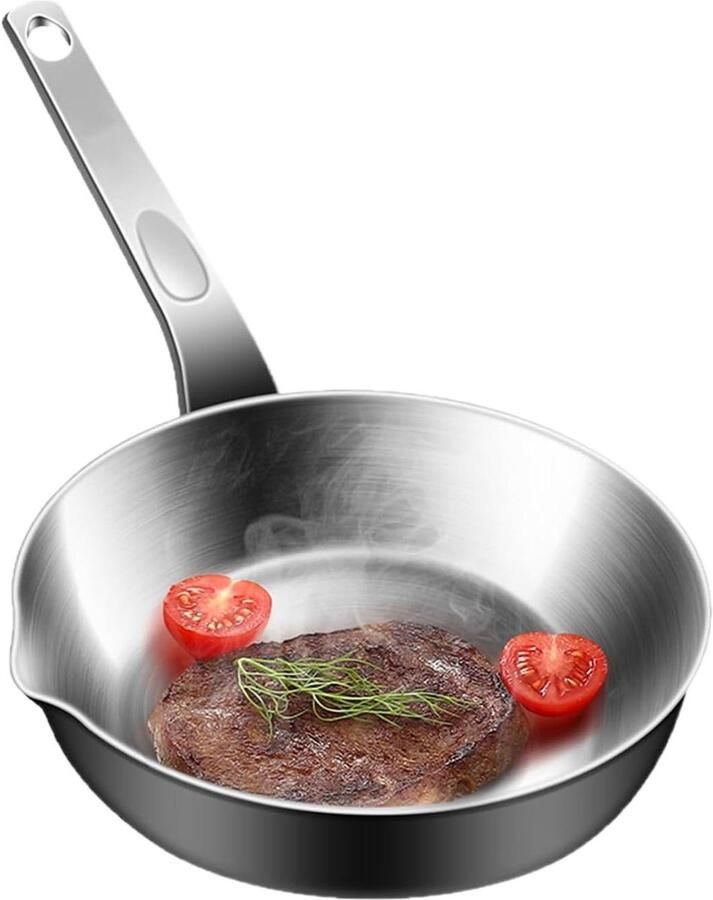 Kleine eierpan Koekenpan ontbijt bereiden Druppelvrije schenktuit N.v.t. Zilverkleurig