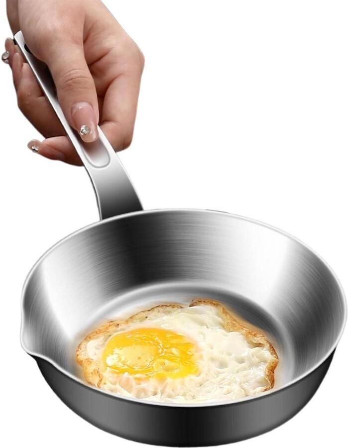 Kleine Eierpan Omeletpan Koekenpan Ontbijt Bereiden Antiaanbaklaag Compact Zilver
