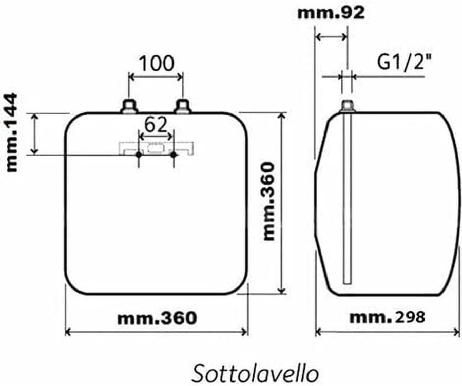 Kleine Elektrische Doorstroomboiler 10 Liter Compact Model voor Onder de Gootsteen