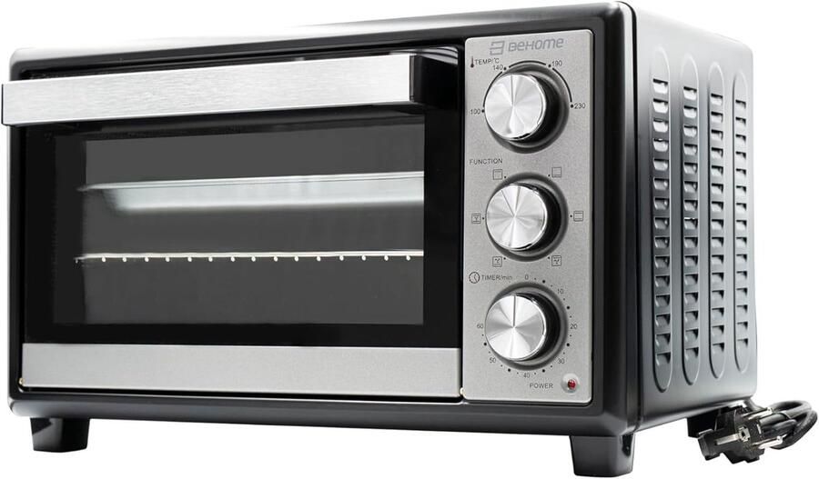 Kleine Elektrische Oven met Circulatielucht 20L Tot 230 Graden en Timer Inclusief Grillrooster en Bakplaat