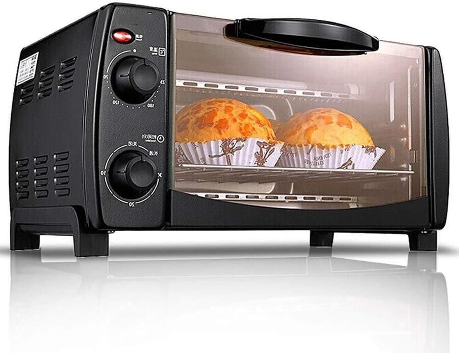 Kleine Elektrische Oven Tafeloven Minioven Thuis Koken Dubbele Bakpositie 10 Liter Zwart