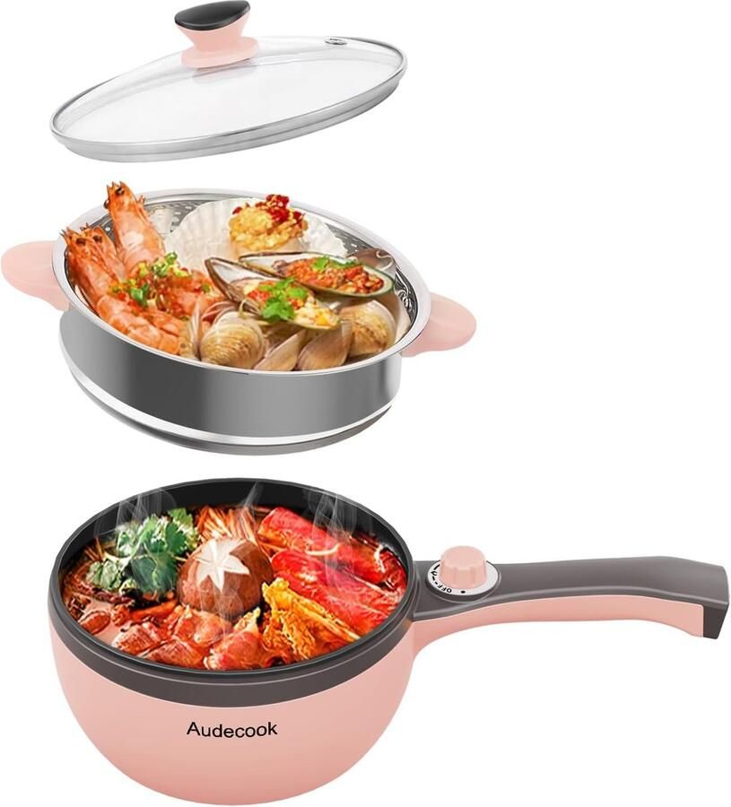 Kleine Elektrische Pan met Stoomkoker Multifunctionele Mini Koker voor Koken en Stomen