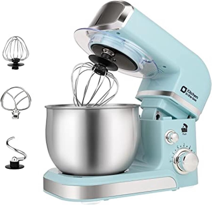 Kleine Elektrische Stand Mixer 3.2Qt 6 Snelheden met Klopper Deeghaak en Plat Klopper