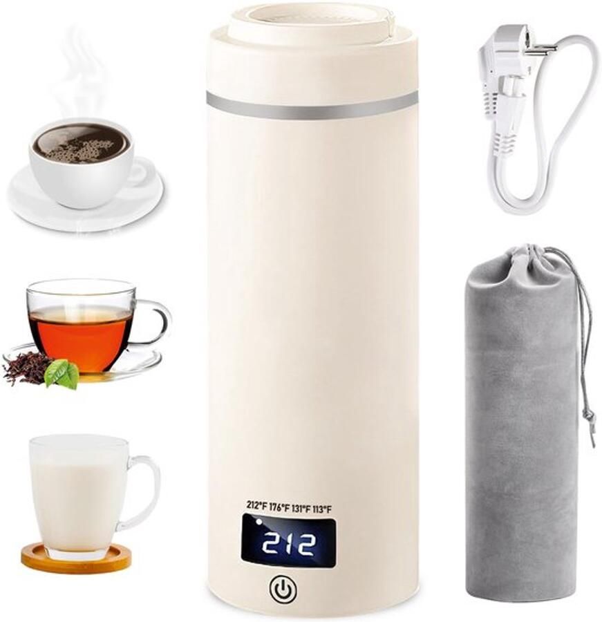 Kleine elektrische waterkoker 550 ml draagbare mini-waterkoker reisketel met 4 temperatuurstanden voor melk koffie en thee