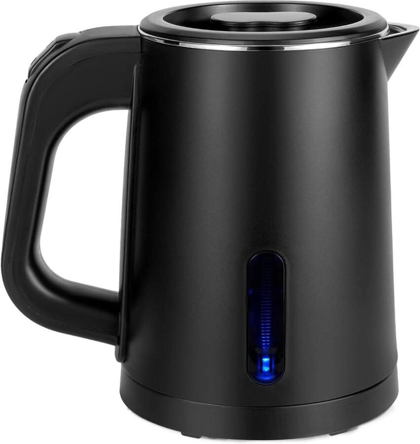 Kleine elektrische waterkoker Reisketel Mini Snel water koken Dubbele beveiliging 08 liter Zwart