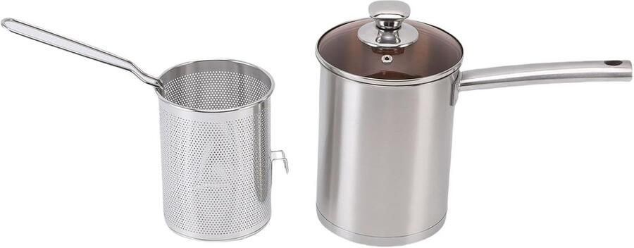 Kleine Friteuse Frituurpan Huishoudelijk Knapperig Koken Oliefiltermand 33x24x17 cm Zilver