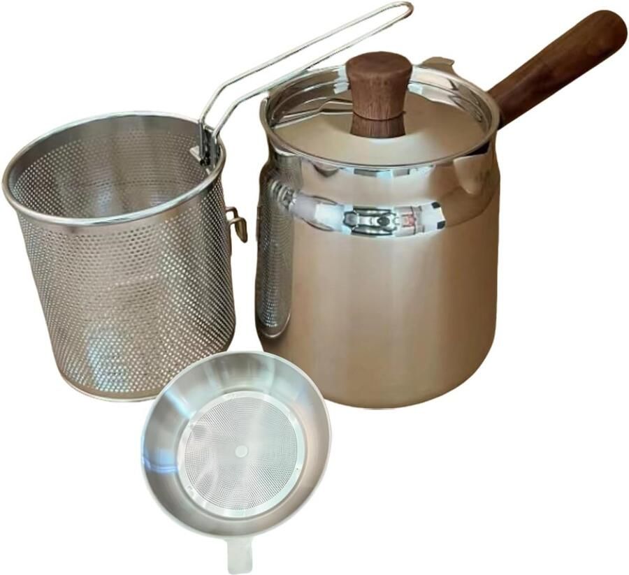 Kleine Friteuse Frituurpan Mand Thuis Frituren Roestvrij Staal 16.3 cm Zilver