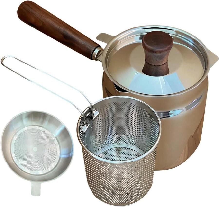Kleine friteuse Keukengerei pan Fijn eten maken Efficiënte vetvermindering 25x14x25 cm Zilverkleurig