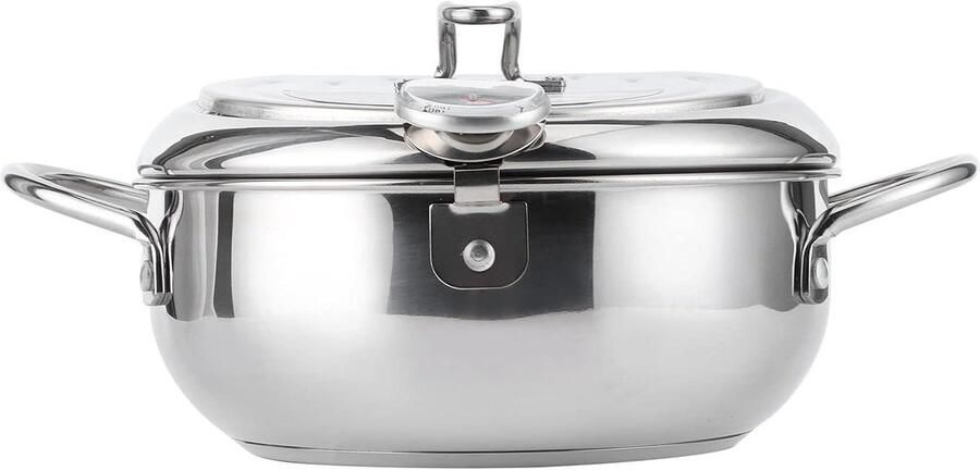 Kleine Friteuse Mini Frituurpan Thuis Frituren Met Thermometer 27D x 26B x 12H cm Zilver