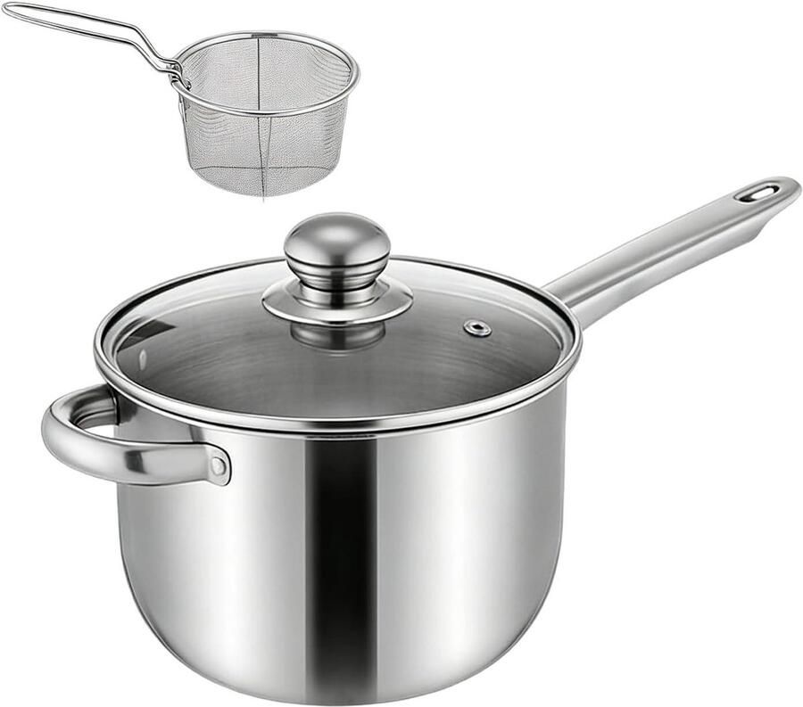 Kleine Friteuse Mini Frituurpan Thuis Koken Roestvrij Staal 15x20x15 cm Zilver