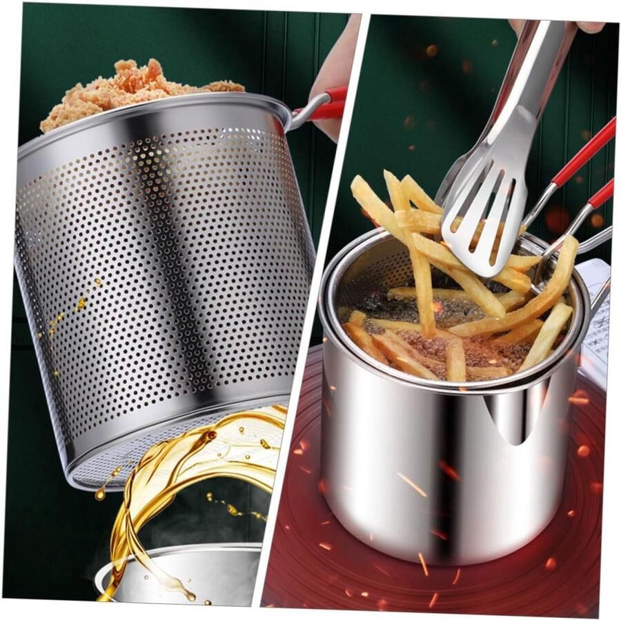 KZQ Kleine Frituur Pan Friteuse Met Keuken Clip Oliebesparen Geschikt Voor Gas En Inductie Frietpan Frituurpan Huisraad Friteuse Chipfriteuse
