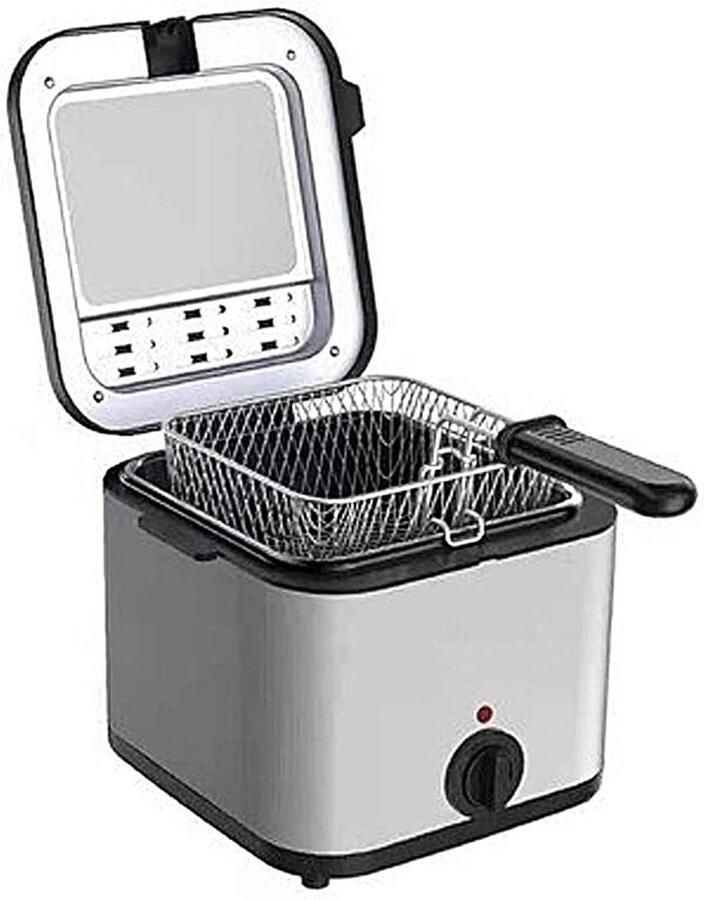 Kleine Frituurpan Compacte Friteuse Comfortfood Frituren Temperatuurregeling 25 Liter Zwart