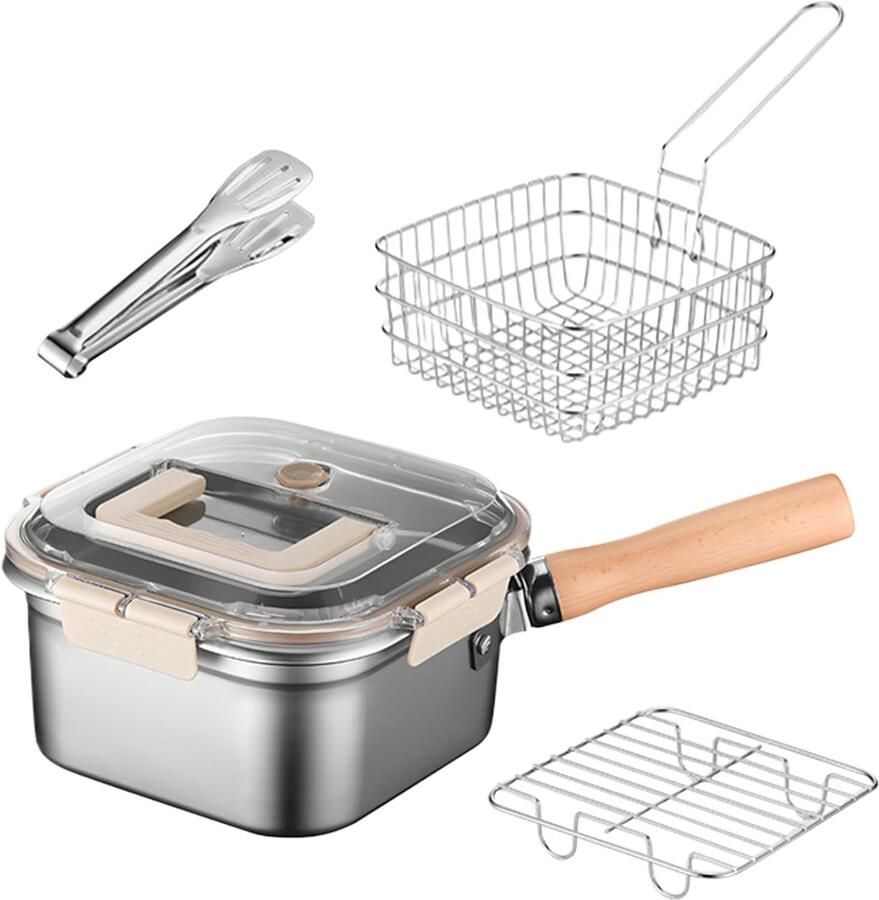 Kleine Frituurpan Draagbare Friteuse Buiten Koken Inclusief Mandje 35x20.5x11.5cm