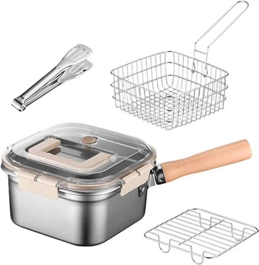Kleine frituurpan Draagbare friteuse Voor buiten koken Inclusief mandje 35x20.5x11.5cm