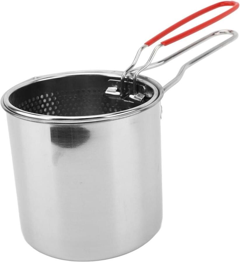 Kleine Frituurpan Melkpan Sauspan Keukengerei Met Zeefmand 12x13cm Zilver