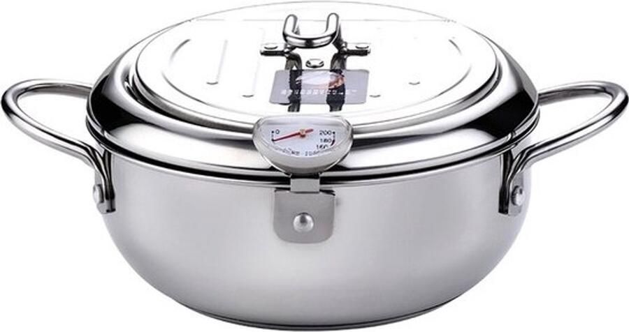 Kleine frituurpan Mini friteuse Mini frituurpan 2 Liter Roestvrij staal Japanse frituurpan met thermometer en deksel keuken-tempurapan Kookpot