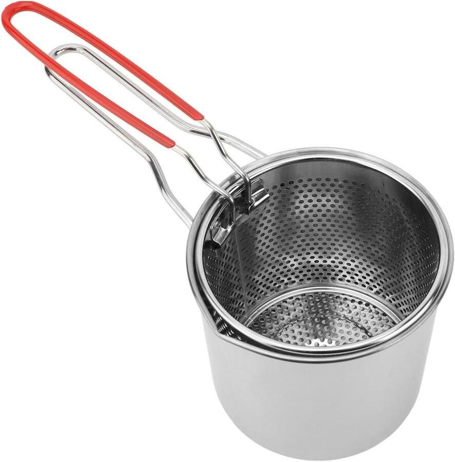 Kleine Frituurpan Mini Friteuse Oliefiltervat Keuken Frituren 304 Roestvrij Staal 12x13 cm Zilver