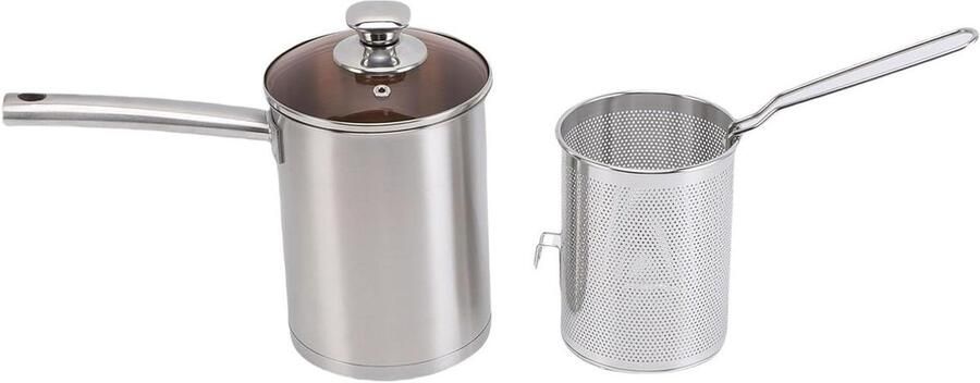 Kleine Frituurpan Mini Friteuse Thuis Koken Compact Ontwerp 33x24x17 cm Zilver