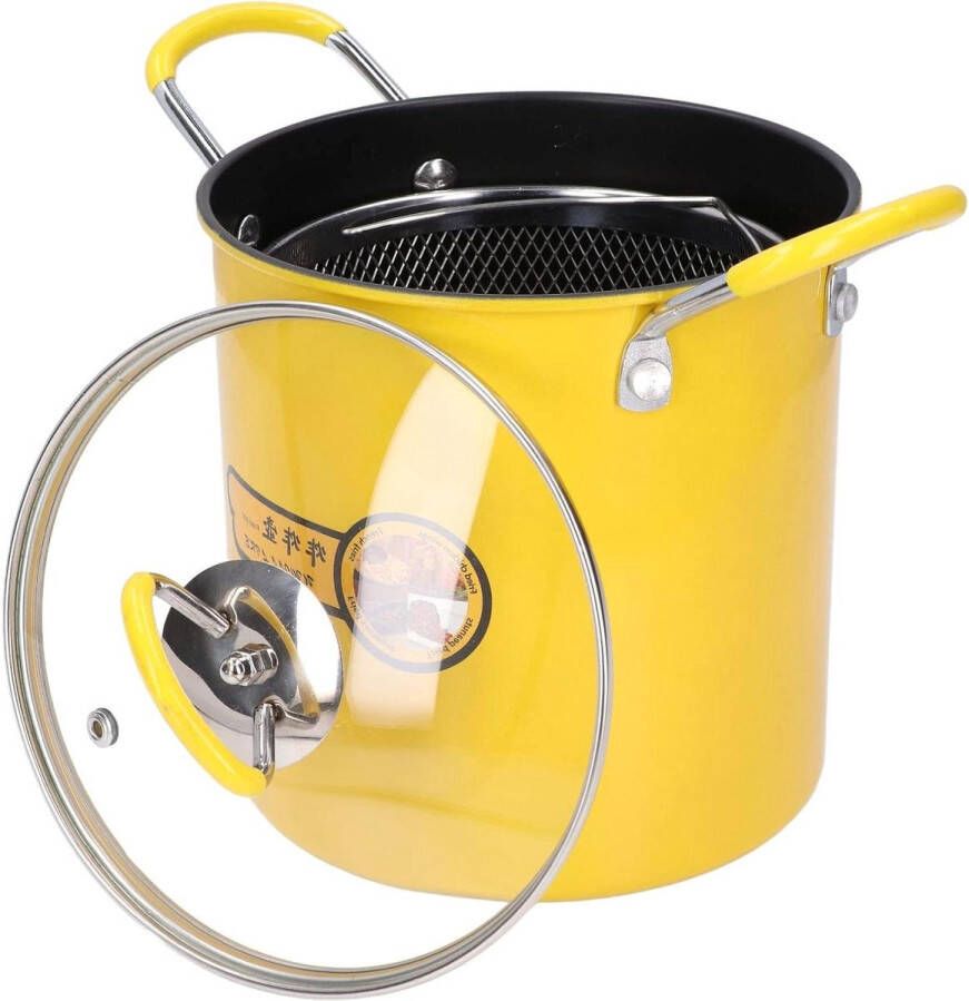 Kleine frituurpan roestvrijstalen Japanse frituurpan met oliefilter en anti-verbranding siliconen handvat Mini friteuse voor Tempura-chips friet vis en kip 3L