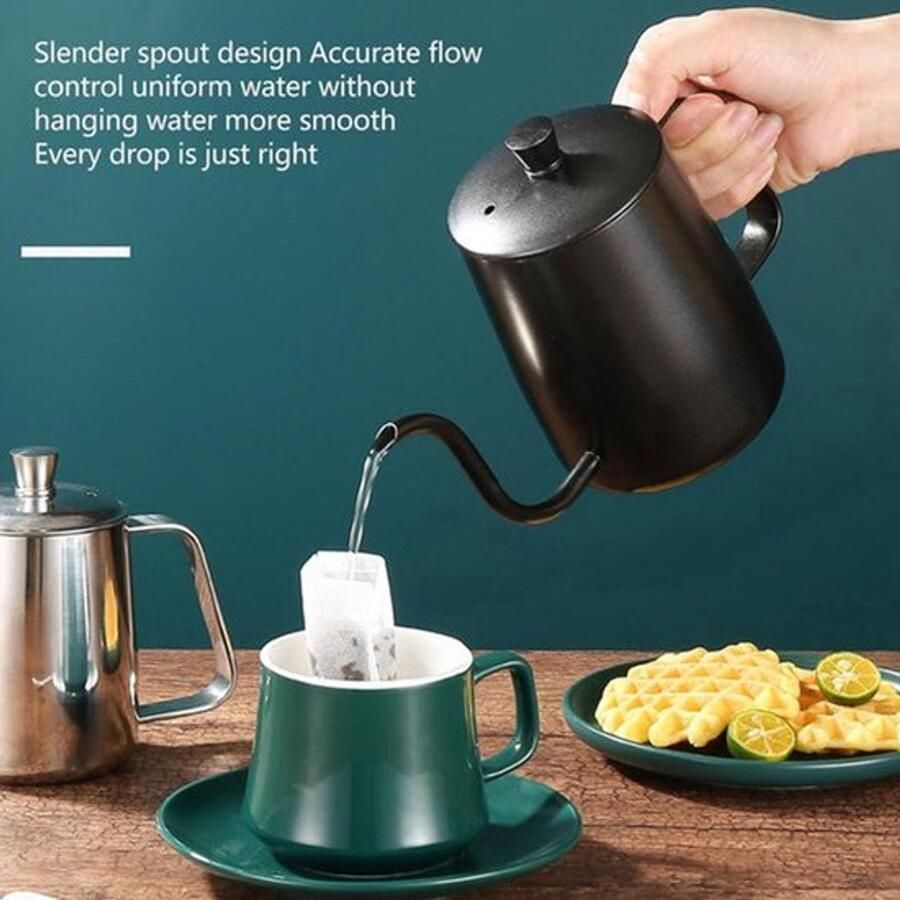 Kleine giet over koffiezetapparaat Professionele roestvrijstalen overgietketel Multifunctionele druppelkoffiezetapparaat Waterkoker elektrisch Zwanenhals waterkoker Thuiskantoor hotel