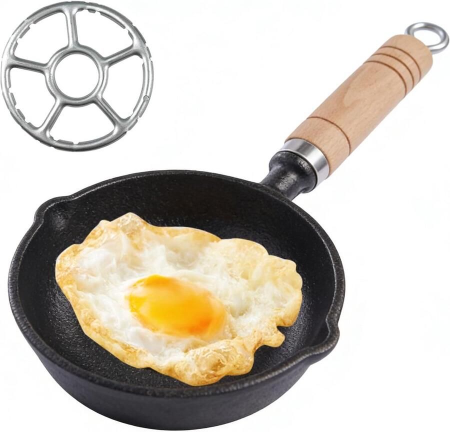 Kleine gietijzeren koekenpan kleine omeletpan 11 cm met schenktuiten
