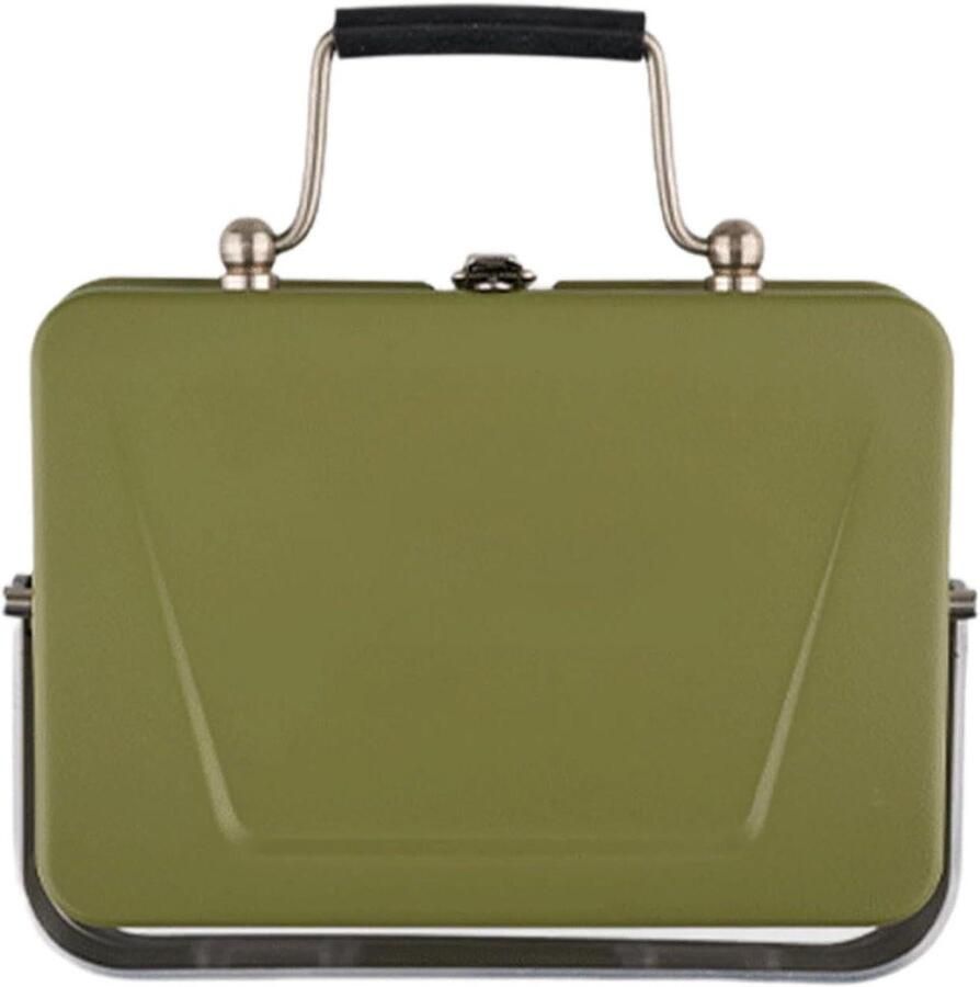 Kleine Houtskool Grill Draagbare Barbecue Buiten Koken Gelijkmatige Warmte 19.5 x 15 x 15cm Groen