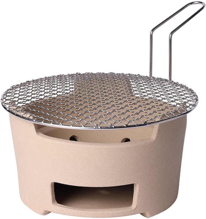 Kleine Houtskool Grill Japanse Stijl Oven Buiten Koken Hittebestendig Klei 21x12cm Aardkleurig