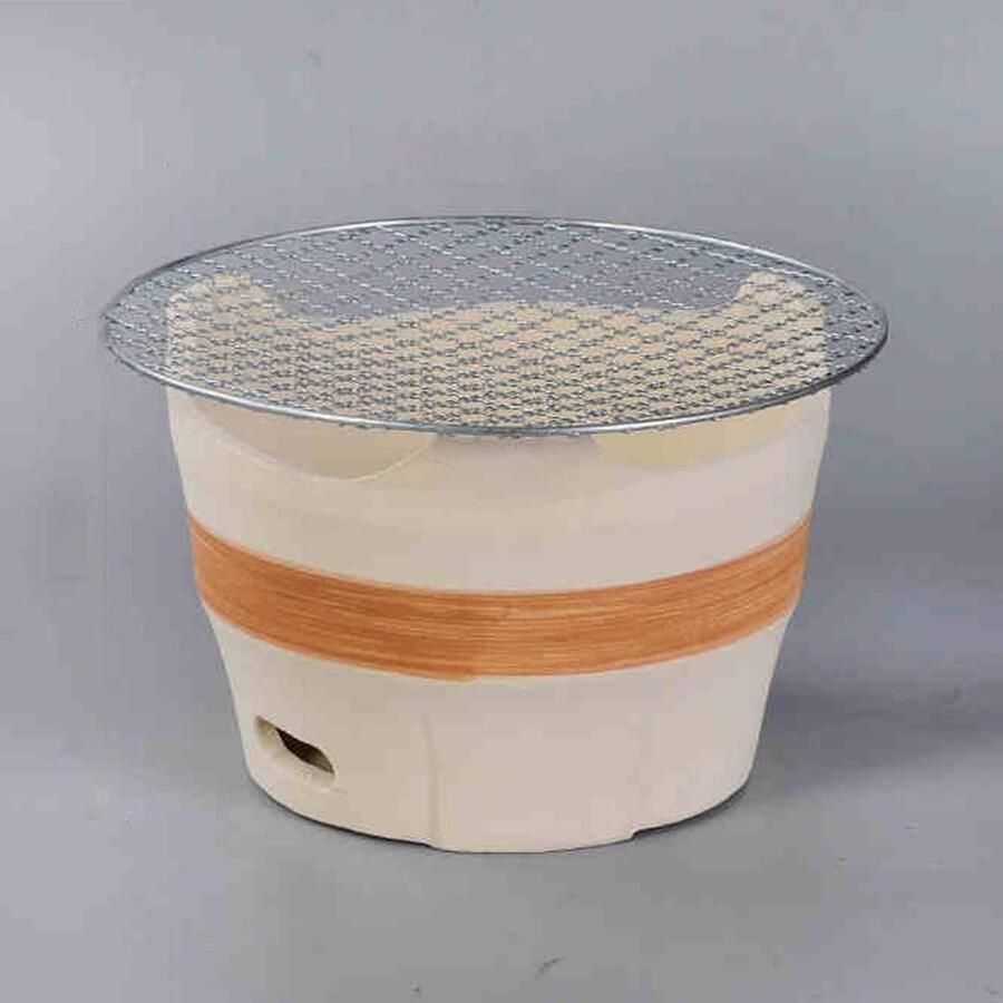 Kleine Houtskoolgrill Draagbare Oven Buiten Koken Hittebestendig Keramiek 20cm Diameter Naturel