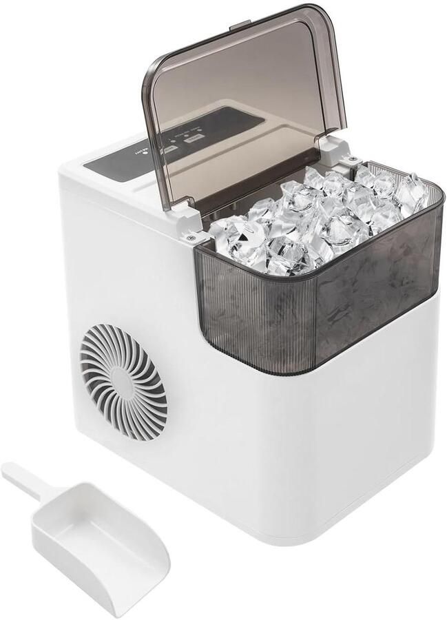 Kleine ijsblokjesmachine Tafel ijsmaker Dranken Koelen Twee ijsmaten 12 kg per dag Wit