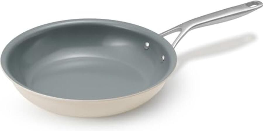 Kleine keramische koekenpan 20 cm met roestvrijstalen bodem anti-aanbak en inductiegeschikt