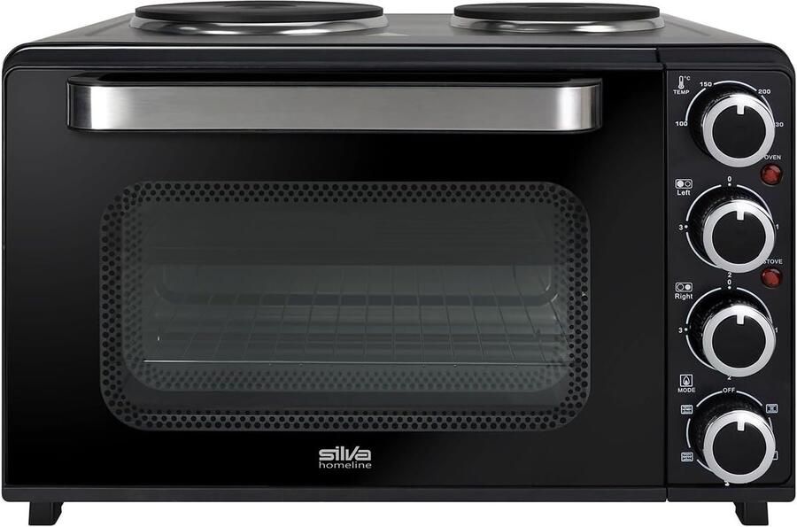 Kleine keuken Aanrechtoven met kookplaten Koken en bakken Met convectie functie 30 liter inhoud Zwart - Foto 1