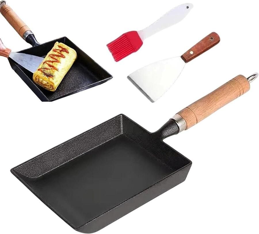 Kleine koekenpan Compact kookgerei Eieren bakken Fysieke antiaanbaklaag 1.12 kg Zwart
