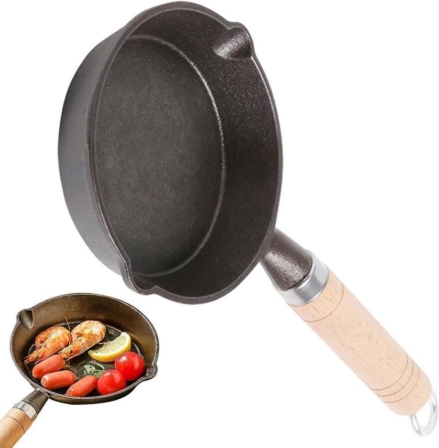 Kleine Koekenpan Eierpan Anti-aanbak Ontbijt Bakken Ergonomisch Handvat 10-16 cm Zwart