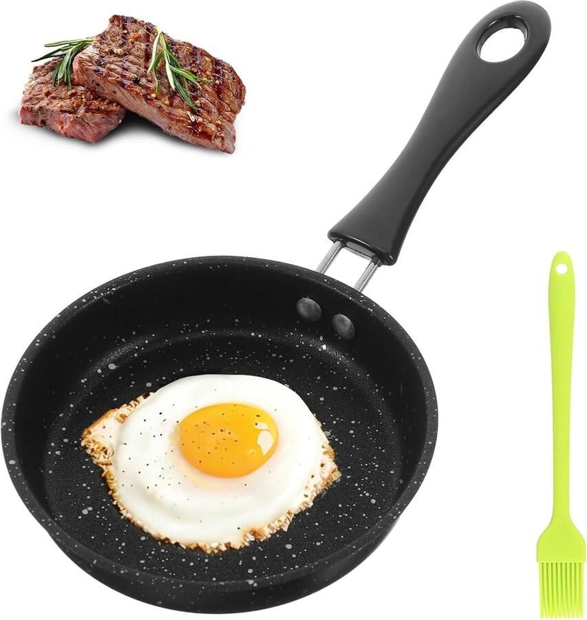 Kleine Koekenpan Mini Braadpan Omelet Bakken Antiaanbaklaag 12 cm Diameter Zwart