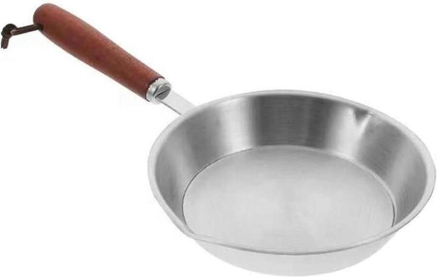 Kleine Koekenpan Mini Frituurpan Kleine Gerechten Maken Houten Handvat 12cm Diameter Zilver