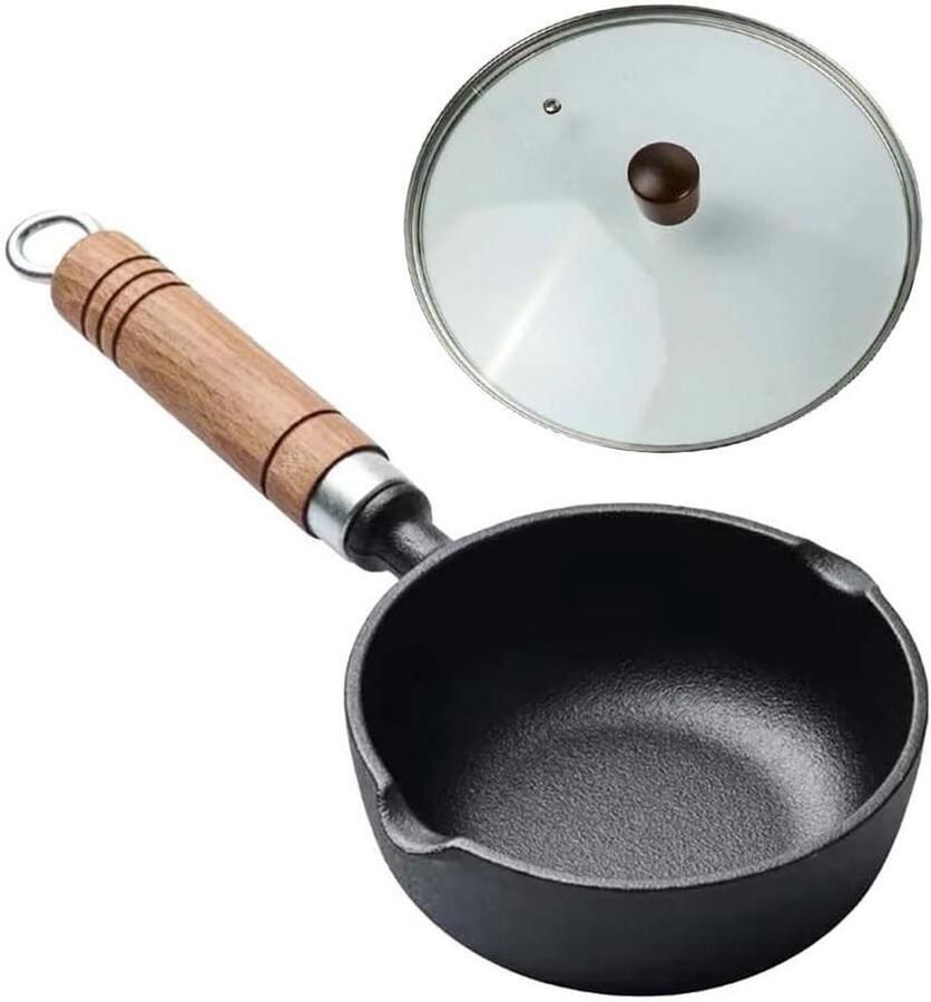 Kleine koekenpan Mini pan Eieren bakken Verdikte gietijzer 13 cm Zwart