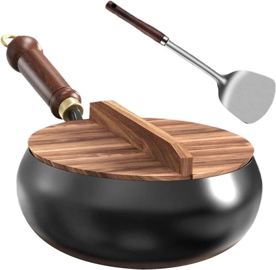 Kleine kookpan Sauspan braadpan Inductie koken Handgesmeed design 24 cm Meerkleurig