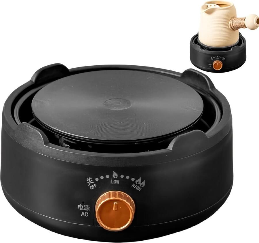 Draagbare Kookplaat Elektrische Plaat Koken Buiten Instelbare Temperatuur 9 x 18 x 9 cm Zwart