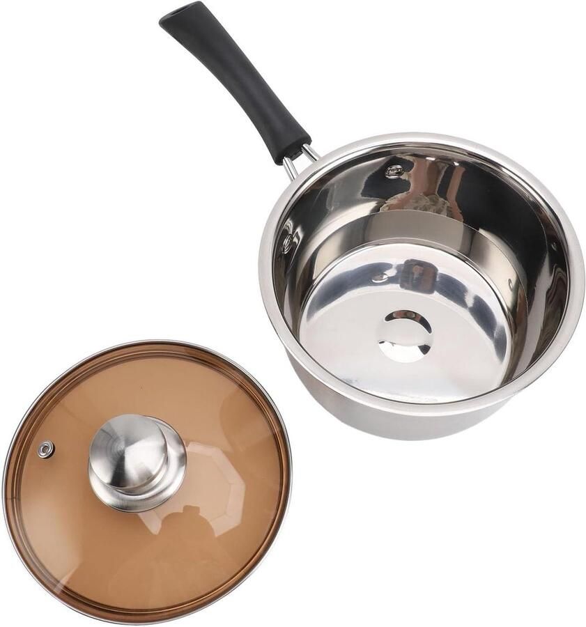 Kleine Melkpan Steelpan Sauspan Babyvoeding Koken Snelle Warmteoverdracht 20cm Breed Zilver