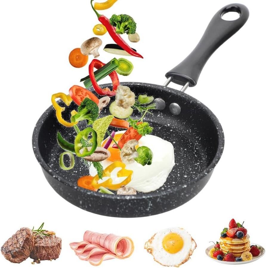 Kleine Mini-Braadpan 12 cm voor Spiegeleieren en Omeletten Inductie Draagbaar en Antiaanbaklaag