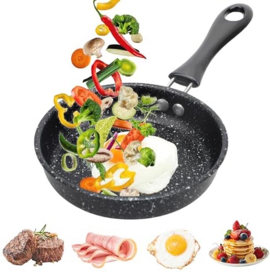 Kleine Mini-Braadpan 12 cm voor Spiegeleieren en Omeletten Inductie Draagbaar en Antiaanbaklaag