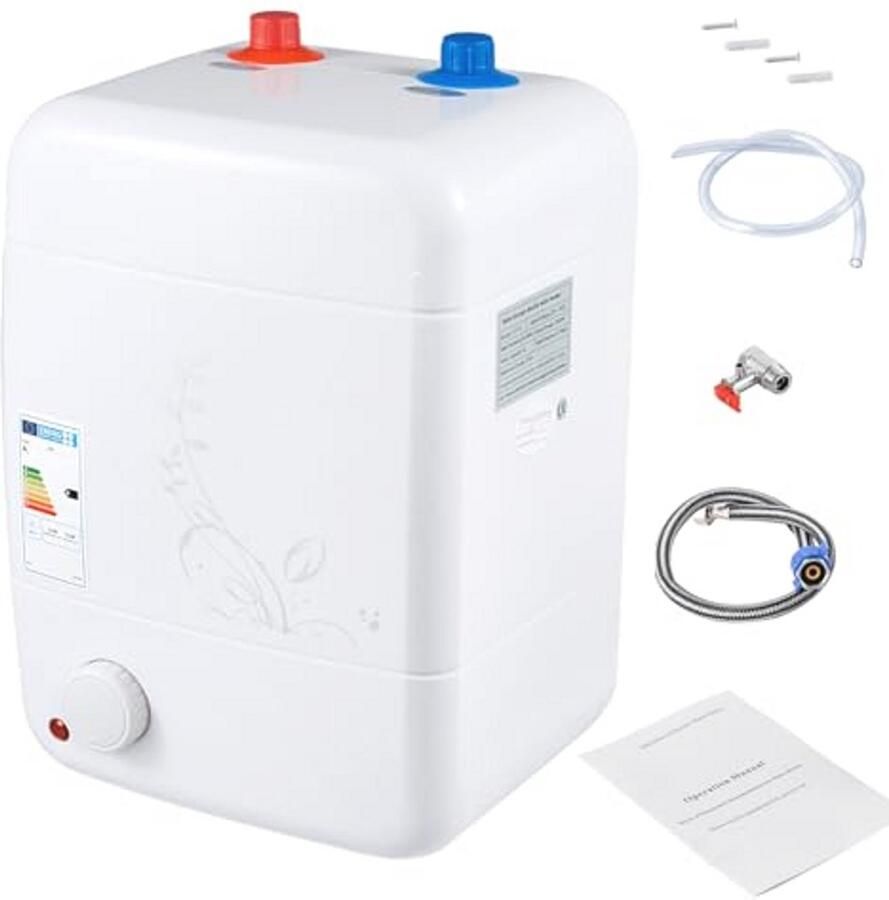 Kleine ondertafel boiler 8 liter 1500W temperatuur instelbaar