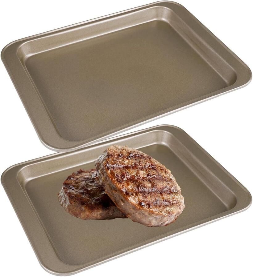 Kleine Ovenplaat voor Bakken van Taarten Koekjes en Brood 24x18x2cm Rechthoekige Bakplaat van Koolstofstaal met Non-stick Coating en Hoge Rand