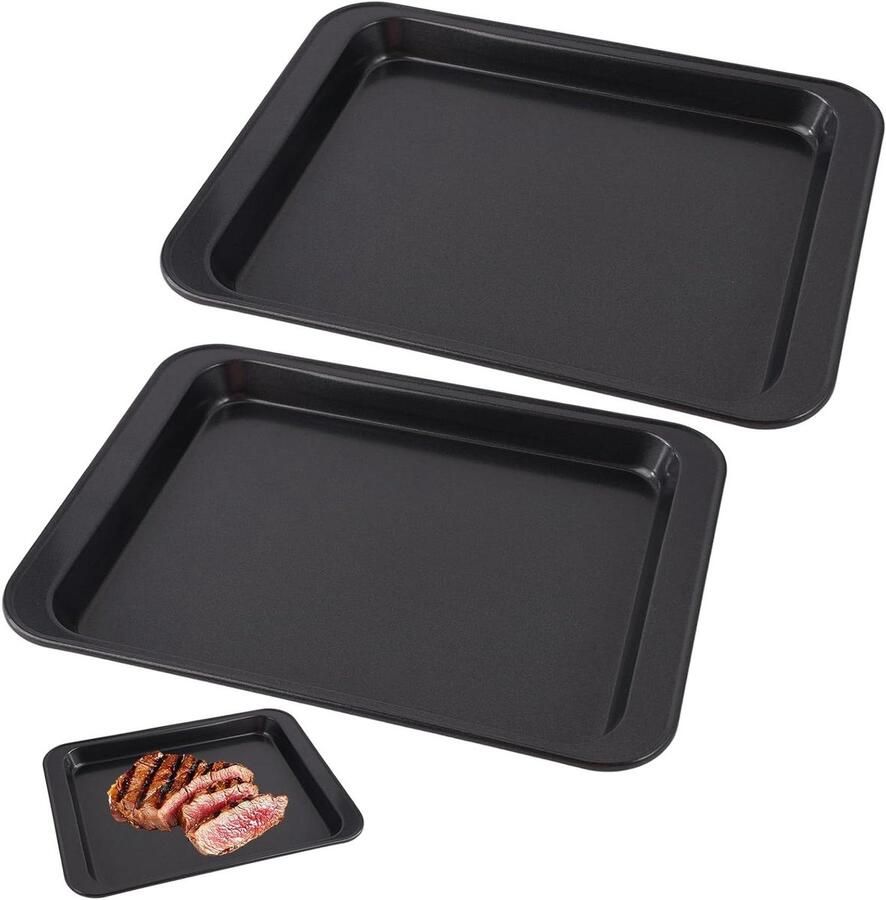 Kleine Ovenplaten Bakplaten Anti-aanbak Bakken en Koken Hoge Rand 24 x 18 x 2 cm Grijs