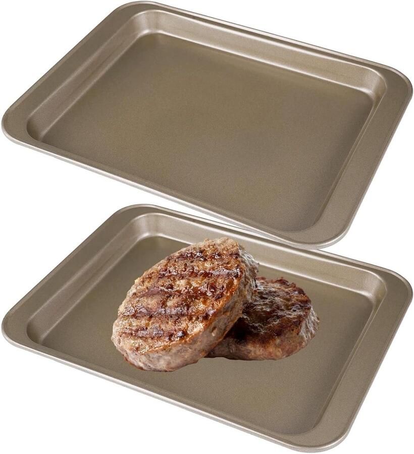 Kleine Ovenplaten Bakplaten Set Bakken van Koekjes Hoge Rand 24x18x2cm Goud