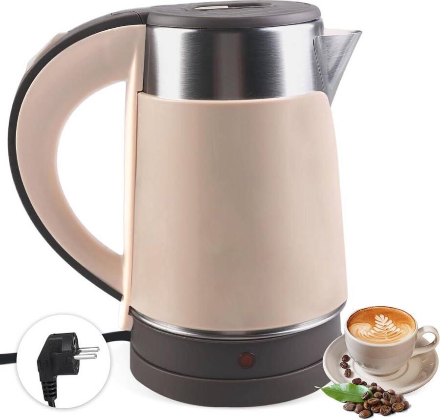 Kleine roestvrijstalen waterkoker 800 ml snel koken reiswaterkoker met metalen filter draagbare mini-waterkoker voor thee koffie babymelk reizen camping caravan 19 x 11 cm